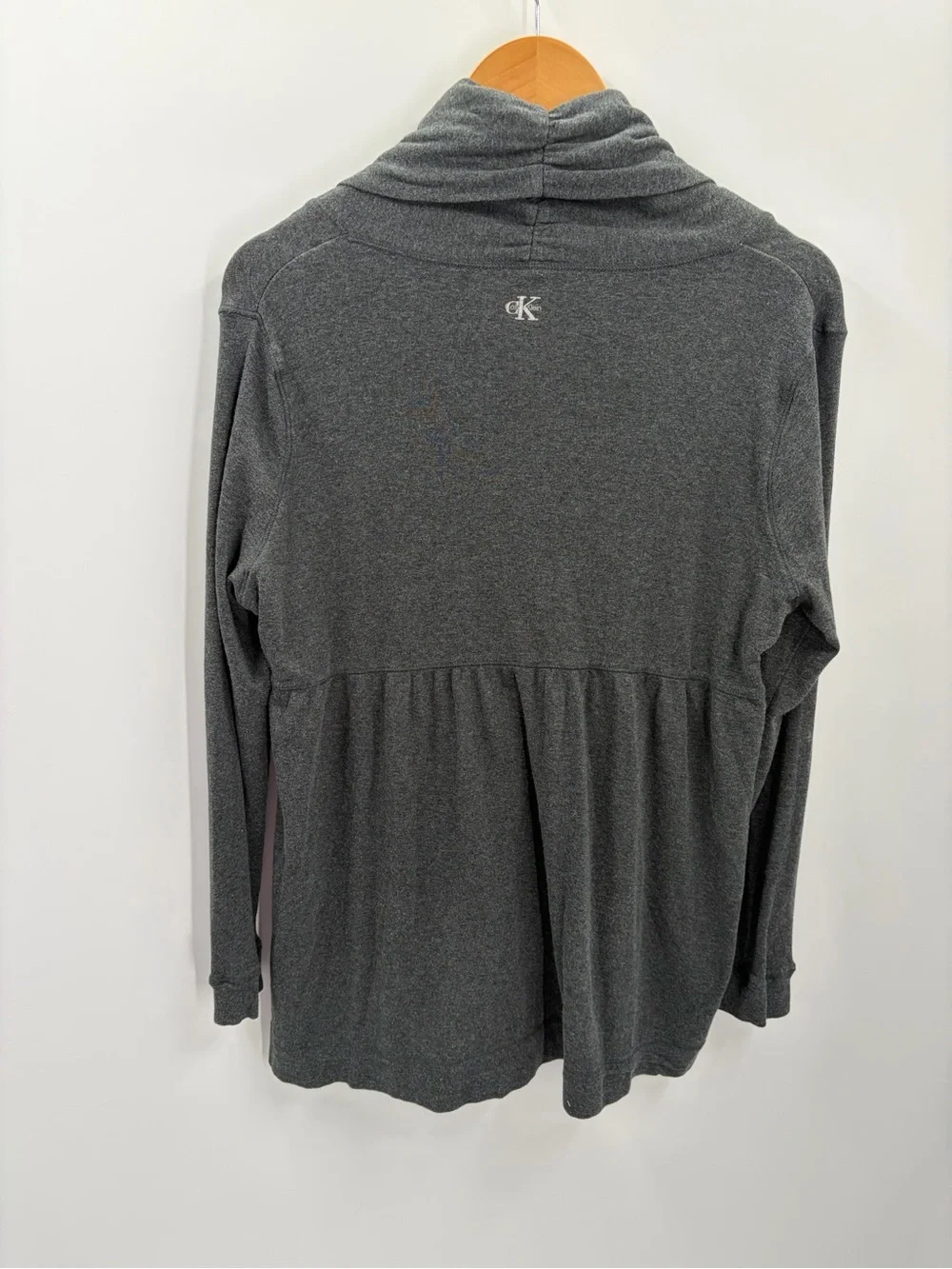 Calvin‎ Klein Gray Tie-Front Draped Cardigan Sweater Lounge Size L